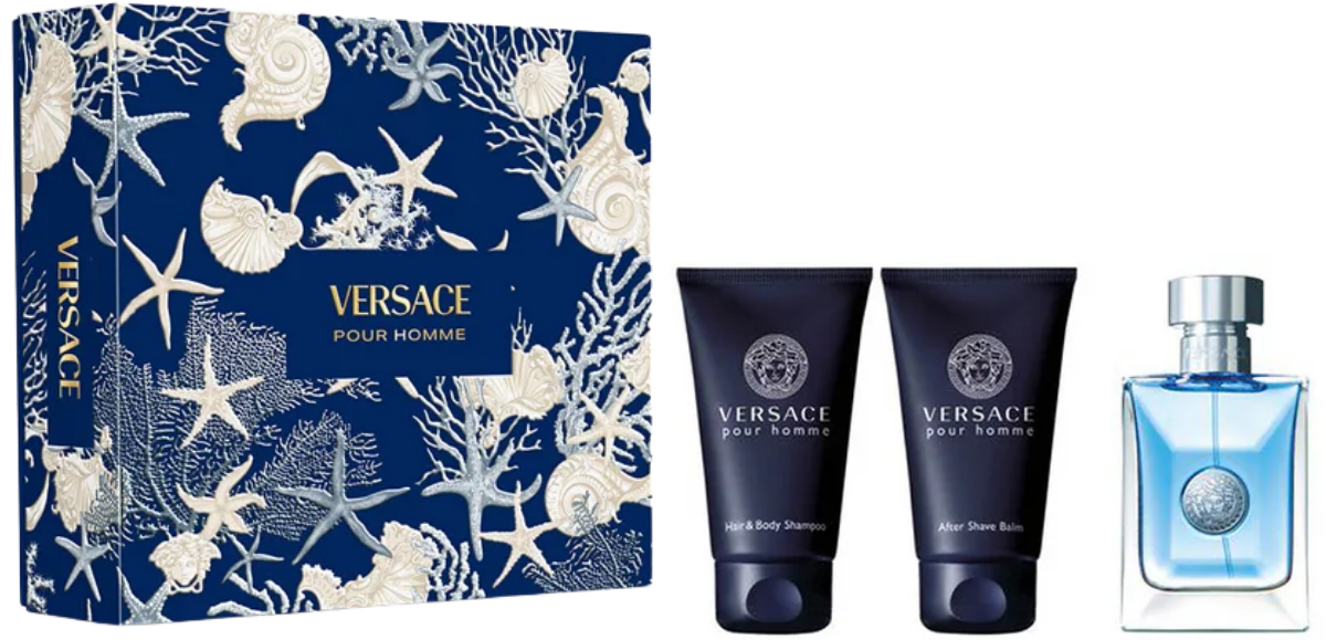 Versace Pour Homme Gift Set Eau De Toilette Spray 50ml Shower Gel 50ml After Shave Balm 50ml
