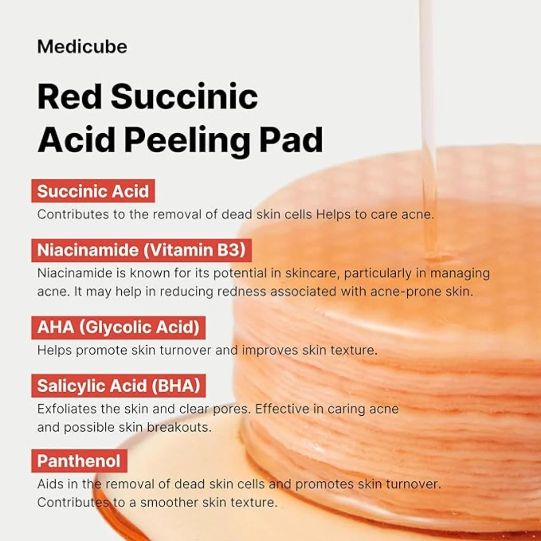 Medicube Red Succinic Acid Facial Toning Pads 70 Pieces