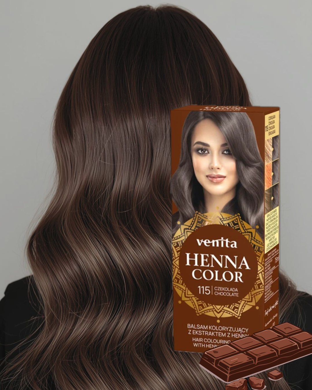 Bálsamo colorante Venita Henna con extracto de henna 115 Chocolate